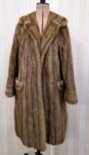 Vintage mink coat, possibly 1960's, half belt, side pockets, buttons to the cuffs Condition Report