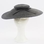 Emporio Armani black straw cartwheel hat