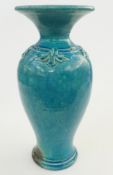 Andrew Broughton Tompkins raku blue glazed ceramic stoneware vase of baluster form, incised mark
