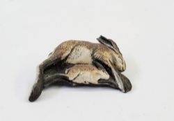 Blandine Anderson stoneware model of hare with leveret, 6cm wide x 5.5cm high Condition Report In