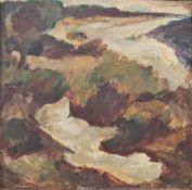 Gerhard Reinisch (1936) Oil on canvas  Trees and waterways, 59cm square