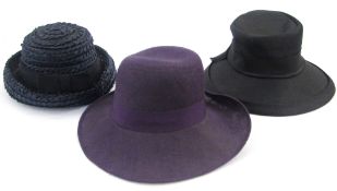 Philip Somerville of Bond Street brown felt pillbox hat with feather and wool detail, a Bermona