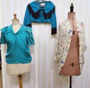 Biba silk blouse with sailor collar and tie front, three-quarter length sleeves, an Ariston crepe