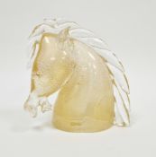 Archimede Seguso (1909-1999) Murano glass horse's head sculpture with gold aventurine inclusions,