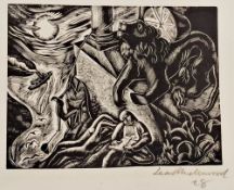 Leon Underwood  Etchings  Water carrier 1929, 11.5cm x 16cm, nativity labelled verso, 13.5cm x 10c