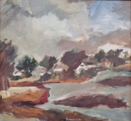 Gerhard Reinisch b. 1936 Oil on board Depicting a country landscape signed to the bottom and dated