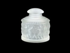Contemporary Lalique glass perfume bottle, Flacon Enfants, the body of the bottle circled by putti