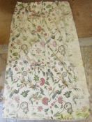 A large single door curtain, vintage damask, embroidered with birds, floral decorations, 185cm