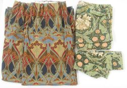Two pairs of full length Liberty William Morris 'African Marigold'  curtains, lined, with a few