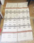 Three Malian mid century blankets, brown and black patterns on cream ground, 145 x 280cm, 140 x