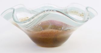 Large contemporary glass centre bowl by Svaja Glass, purchased from John Lewis, etched mark to the