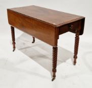 19th century mahogany Pembroke table, the rectangular top with thumb moulded edge, drawer to one end