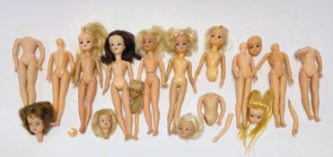 Collection of Pedigree Sindy dolls and Sindy doll parts, all mainly damaged, dating from the 60's,