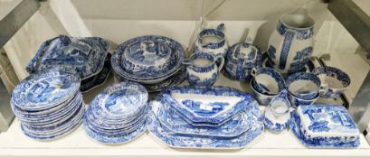 Composite Copeland-Spode pottery blue and white transfer-printed Italian pattern part dinner-