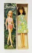 Francie by Mattel, Barbie's Modern Cousin, brunette wearing green floral short dress and sandals,