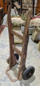Vintage wooden and iron sack truck
