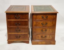 Two yew wood office filing cabinets in the George III style, one with green leather inset top, the