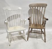 19th century beech and elm seated Windsor lath-back elbow chair, 115cm high x 54cm wide x 51cm