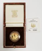 Elizabeth II 1997 Britannia 1/4 ounce gold proof £25 coin, in original fitted box with certificate