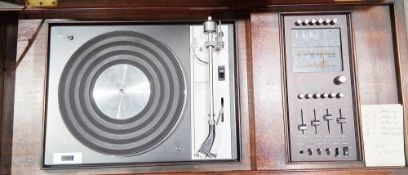 Dynatron Goldring G102 hi-fi system comprising record player and radio, housed in a brass bound