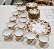 Royal Crown Derby bone china Imari pattern part tea service, circa 1900, printed iron red marks,