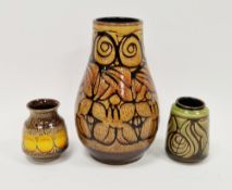 Three Poole Pottery vases, circa 1960, printed and impressed marks, comprising: an Aegean baluster
