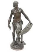A. Masjouille (French, late 19th century) a bronze figure of ' Le Travail ',a Gallic blacksmith