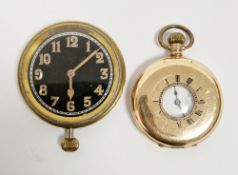 Gold plated half hunter pocket watch, the white enamel dial with Roman numerals and subsidiary