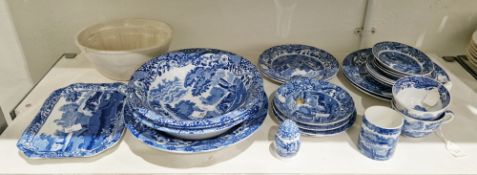Composite group of Copeland-Spode pottery blue and white transfer-printed Italian pattern dinner
