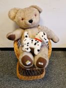Large Merrythought Bear brown with stitched nose, plastic eyes 66cm tall together with a Harrods