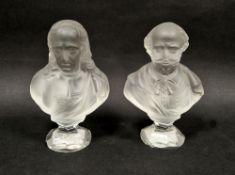 Two moulded frosted glass portrait busts depicting Milton and Shakespeare, 1845-51, perhaps by F & C