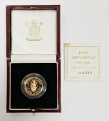 Elizabeth II 2000 Jersey gold proof sovereign, in fitted box with certificate numbered 0352