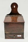 Antique oak candle box, wall hanging, 35.5cm high  Condition Report Surface scratches, scuffs and