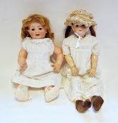 German bisque headed doll, impressed Germany 6½ with brown sleeping eyes, moulded upper teeth,