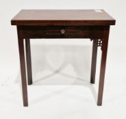 George III mahogany tea table of small proportions, the folding rectangular top with rear gate-leg