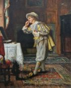 Francis Sydney Muschamp RBA (1851-1929) Oil on canvas Interior scene depicting a young man in