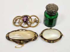 Late Victorian silver-mounted perfume bottle, Birmingham 1900, the cover with foliate decoration and