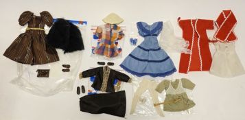 Collection of Pedigree Sindy outfits, including modern miss, smarty pants, ballgown, little