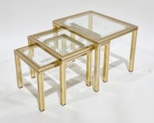Nest of three tables by Pierre Vandel, originally purchased from Harrods, the brass effect and black