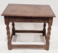 18th / 19th century oak side table, the rectangular top with carved thumb moulded edge, over a