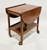 Early 20th century mahogany drop flap serving trolley, with undershelf, on castors, 63cm high x 61cm
