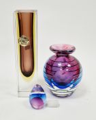 Murano Vetri Molati sommerso glass vase, brown and yellow colourway, height 20cm and a cased and