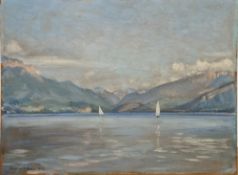 Gaynor Elizabeth Burry (1890-?) Oil on panel  The Lake of Annecy, signed and dated 1935 lower