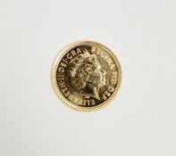 Elizabeth II 2002 gold uncirculated half sovereign, shield back