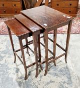 Mahogany nest of three tables, of rectangular form on slender square tapering legs, largest table