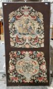 WITHDRAWN Early 18th century needlepoint and grospoint panels, the first showing figures at a