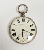 Victorian silver cased open-face pocket watch, London 1869, the white enamel face with Roman