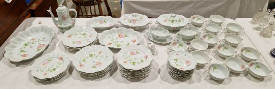 Limoges Chantal pattern part dinner and tea service, 20th century, printed blue factory marks,