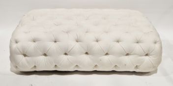 George Smith large ottoman stool, upholstered to the top and sides in buttoned cream fabric, on four