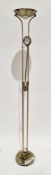 Modern floor lamp with uplifter light and adjustable reading light, gilt metal finish, 179cm high